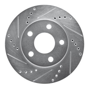 Chevrolet Malibu Brake Rotor (1) - Front Left - R1 Concepts - Drilled & Slotted - Silver - `97-`05